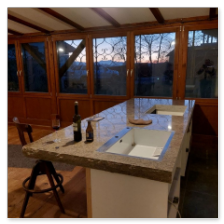 Muschelkalk massiv Arbeitsplatte Küche